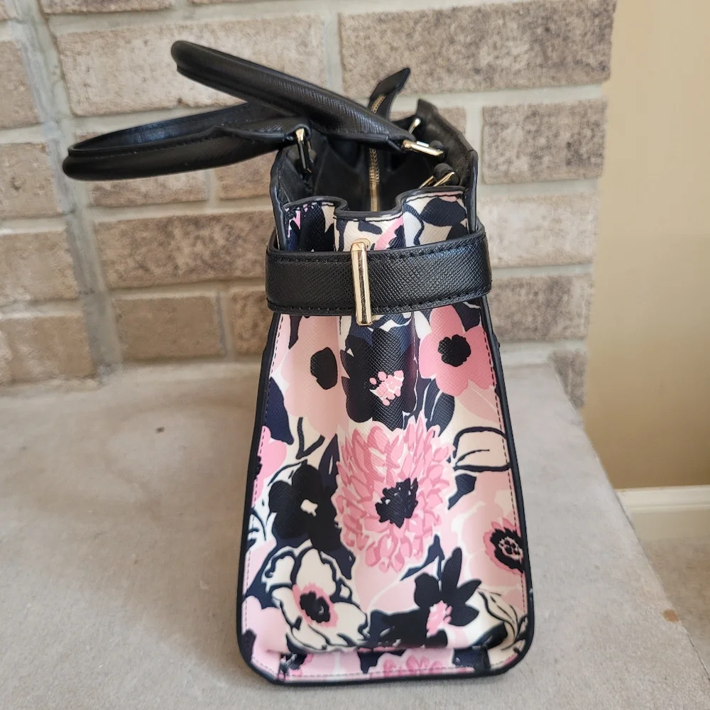 *NWOT* Kate Spade Pink and Black Staci Dahlia Floral Satchel - Picture 9 of 15